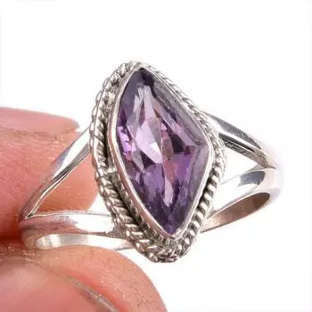 Natural Pink Amethyst Gemstone 925 Solid Sterling Silver Jewelry Ring S.6 J6K39