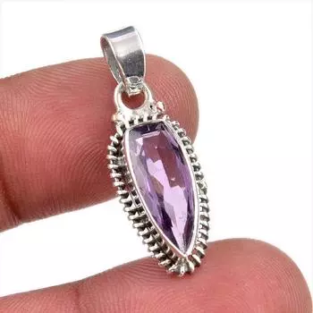 Natural Pink Amethyst Gemstone 925 Solid Sterling Silver Jewelry Pendant 1 Z3j05