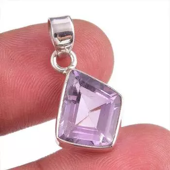 Natural Pink Amethyst Gemstone 925 Solid Sterling Silver Jewelry Pendant 1 l7z09