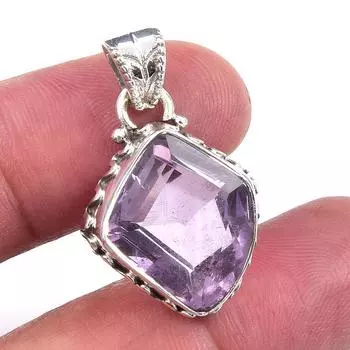 Natural Pink Amethyst Gemstone 925 Solid Sterling Silver Jewelry Pendant 1 T0z37