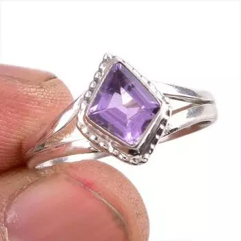 Natural Pink Amethyst Gemstone 925 Solid Sterling Silver Jewelry Ring S.9 c1B58