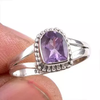 Natural Pink Amethyst Gemstone 925 Solid Sterling Silver Jewelry Ring S.7 M5y03