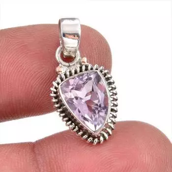 Natural Pink Amethyst Gemstone 925 Solid Sterling Silver Jewelry Pendant 1 C6h71