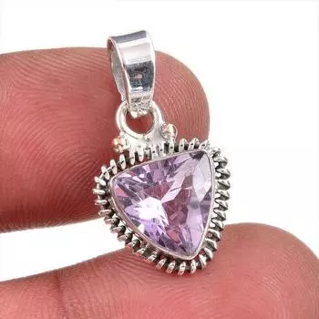 Natural Pink Amethyst Gemstone 925 Solid Sterling Silver Jewelry Pendant 1 r8A36