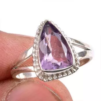 Natural Pink Amethyst Gemstone 925 Solid Sterling Silver Jewelry Ring S.7 u2I18
