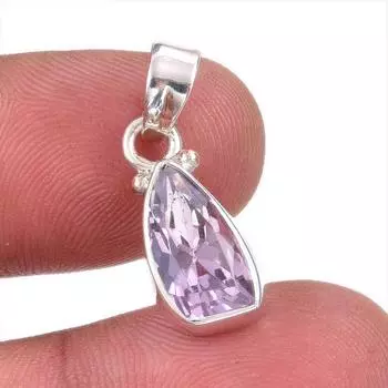 Natural Pink Amethyst Gemstone 925 Solid Sterling Silver Jewelry Pendant 1 c3C77