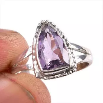 Natural Pink Amethyst Gemstone 925 Solid Sterling Silver Jewelry Ring S.7 A4e86