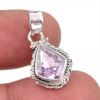 Natural Pink Amethyst Gemstone 925 Solid Sterling Silver Jewelry Pendant 1 t3K01