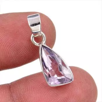 Natural Pink Amethyst Gemstone 925 Solid Sterling Silver Jewelry Pendant 1 i2s77