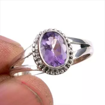 Natural Pink Amethyst Gemstone 925 Solid Sterling Silver Jewelry Ring S.9 W5O14