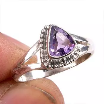 Natural Pink Amethyst Gemstone 925 Solid Sterling Silver Jewelry Ring S.6 J3u16