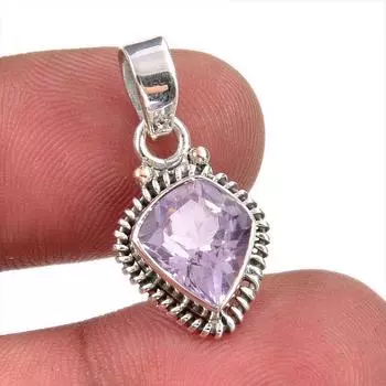 Natural Pink Amethyst Gemstone 925 Solid Sterling Silver Jewelry Pendant 1 R6j57