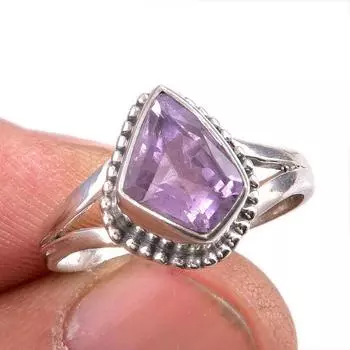 Natural Pink Amethyst Gemstone 925 Solid Sterling Silver Jewelry Ring S.8 N1z69