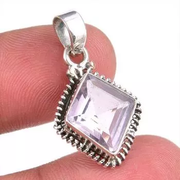 Natural Pink Amethyst Gemstone 925 Solid Sterling Silver Jewelry Pendant 1 P3q63
