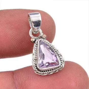 Natural Pink Amethyst Gemstone 925 Solid Sterling Silver Jewelry Pendant 1 q5s92