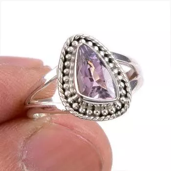 Natural Pink Amethyst Gemstone 925 Solid Sterling Silver Jewelry Ring S.5.5 G9u10