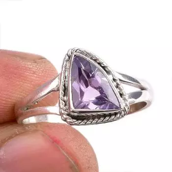 Natural Pink Amethyst Gemstone 925 Solid Sterling Silver Jewelry Ring S.9 P3p66