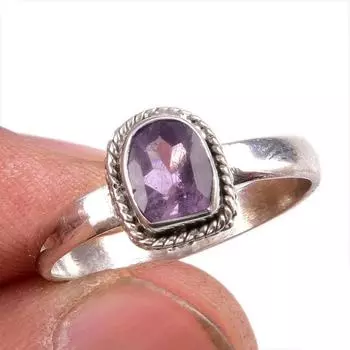 Natural Pink Amethyst Gemstone 925 Solid Sterling Silver Jewelry Ring S.9 C0l55