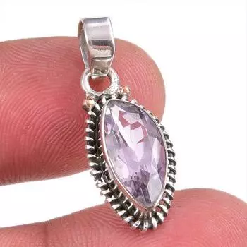 Natural Pink Amethyst Gemstone 925 Solid Sterling Silver Jewelry Pendant 1 M3W56