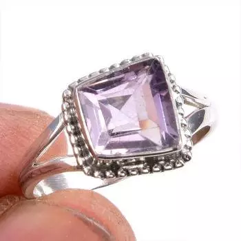 Natural Pink Amethyst Gemstone 925 Solid Sterling Silver Jewelry Ring S.8 i1P40