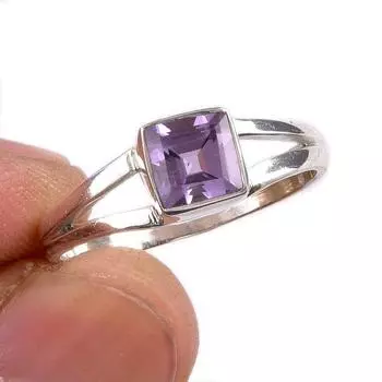 Natural Pink Amethyst Gemstone 925 Solid Sterling Silver Jewelry Ring S.8 t4A58