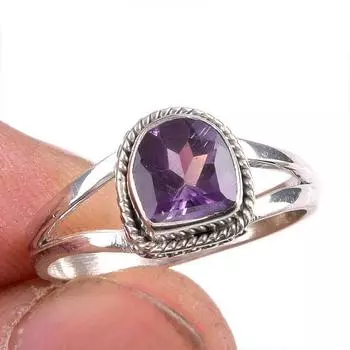 Natural Pink Amethyst Gemstone 925 Solid Sterling Silver Jewelry Ring S.6.5 l2g85