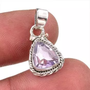 Natural Pink Amethyst Gemstone 925 Solid Sterling Silver Jewelry Pendant 1 y1f11