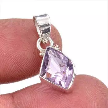 Natural Pink Amethyst Gemstone 925 Solid Sterling Silver Jewelry Pendant 1 N7z12