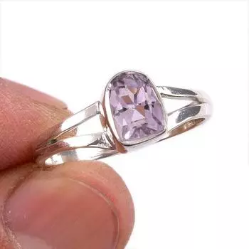Natural Pink Amethyst Gemstone 925 Solid Sterling Silver Jewelry Ring S.9 C5S98