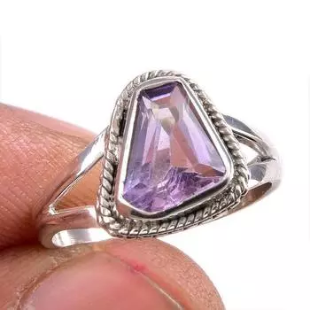 Natural Pink Amethyst Gemstone 925 Solid Sterling Silver Jewelry Ring S.6 l8z12