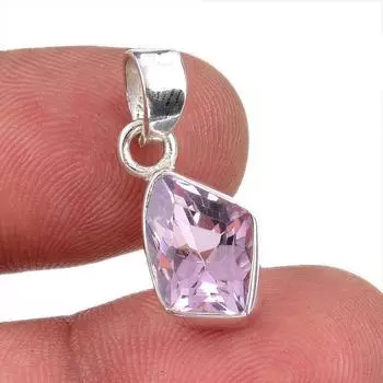 Natural Pink Amethyst Gemstone 925 Solid Sterling Silver Jewelry Pendant 1 h1V45