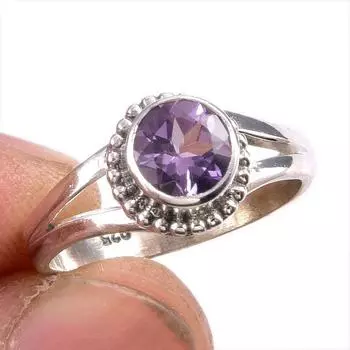 Natural Pink Amethyst Gemstone 925 Solid Sterling Silver Jewelry Ring S.6 L9a76