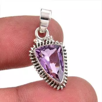 Natural Pink Amethyst Gemstone 925 Solid Sterling Silver Jewelry Pendant 1 e0I90