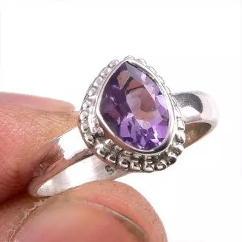 Natural Pink Amethyst Gemstone 925 Solid Sterling Silver Jewelry Ring S.6 v9S58