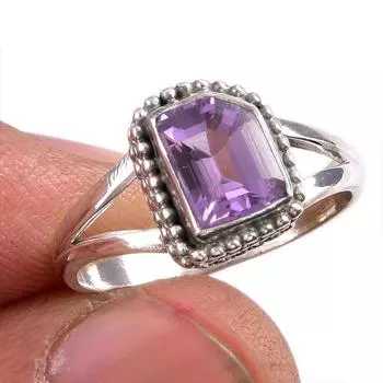Natural Pink Amethyst Gemstone 925 Solid Sterling Silver Jewelry Ring S.8 O6t17