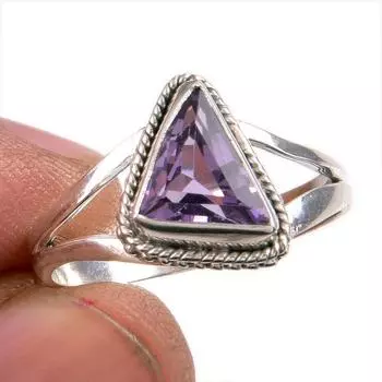 Natural Pink Amethyst Gemstone 925 Solid Sterling Silver Jewelry Ring S.9 p2f47