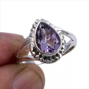 Natural Pink Amethyst Gemstone 925 Solid Sterling Silver Jewelry Ring S.6.5 s2j26