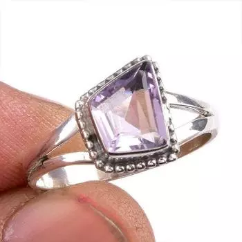 Natural Pink Amethyst Gemstone 925 Solid Sterling Silver Jewelry Ring S.9 f6s25