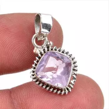 Natural Pink Amethyst Gemstone 925 Solid Sterling Silver Jewelry Pendant 1 E8G28