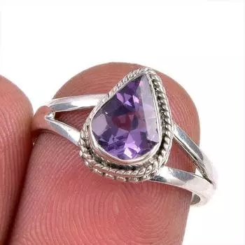 Natural Pink Amethyst Gemstone 925 Solid Sterling Silver Jewelry Ring S.6.5 l1O77