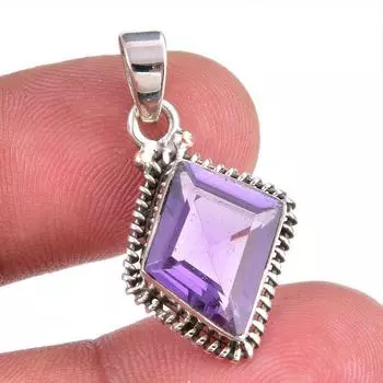 Natural Pink Amethyst Gemstone 925 Solid Sterling Silver Jewelry Pendant 1 g8s57