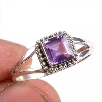 Natural Pink Amethyst Gemstone 925 Solid Sterling Silver Jewelry Ring S.8.5 l3c98