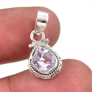 Natural Pink Amethyst Gemstone 925 Solid Sterling Silver Jewelry Pendant 1 R6o91