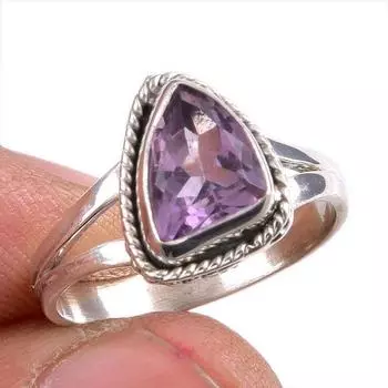Natural Pink Amethyst Gemstone 925 Solid Sterling Silver Jewelry Ring S.6.5 k4O28