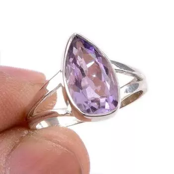 Natural Pink Amethyst Gemstone 925 Solid Sterling Silver Jewelry Ring S.6 j6S05