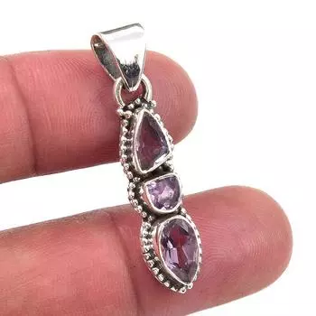 Natural Pink Amethyst Gemstone 925 Solid Sterling Silver Gift Pendant 1.50 Y1n64