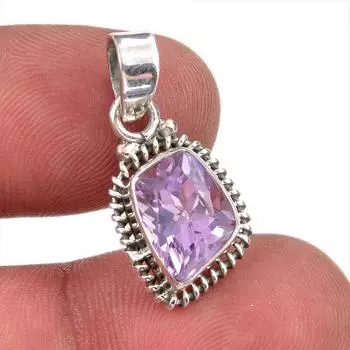 Natural Pink Amethyst Gemstone 925 Solid Sterling Silver Jewelry Pendant 1 m7c07