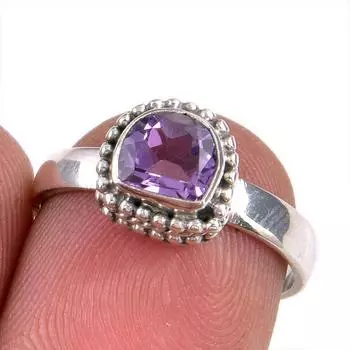 Natural Pink Amethyst Gemstone 925 Solid Sterling Silver Jewelry Ring S.6 T4j93