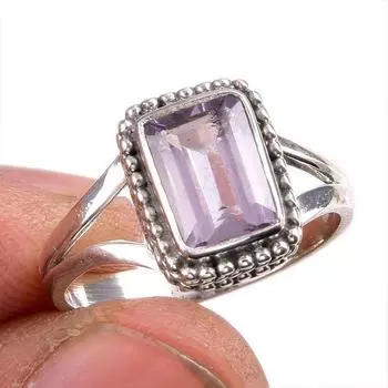 Natural Pink Amethyst Gemstone 925 Solid Sterling Silver Jewelry Ring S.7 p0j84