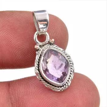Natural Pink Amethyst Gemstone 925 Solid Sterling Silver Jewelry Pendant 1 u2m31